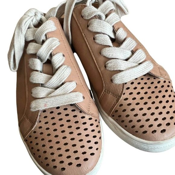 Perforated Tan Slide-On Tennis Shoes - Picture 2 of 3